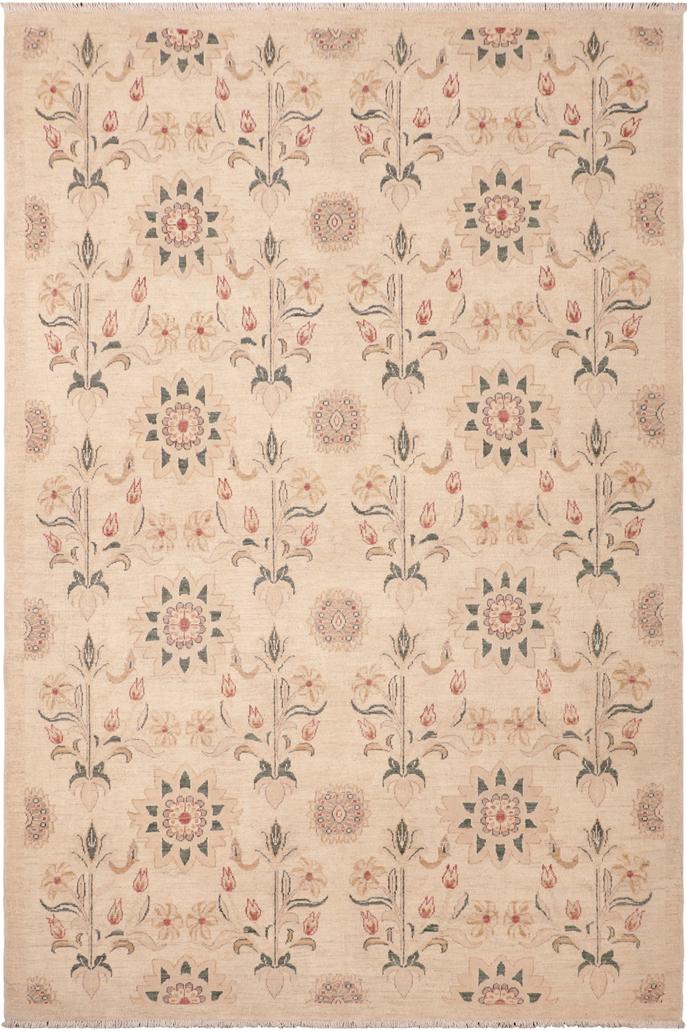 handmade Transitional Kafkaz Tan Green Hand Knotted RECTANGLE 100% WOOL area rug 6X9