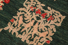 handmade Transitional Kafkaz Green Tan Hand Knotted RECTANGLE 100% WOOL area rug 6X9