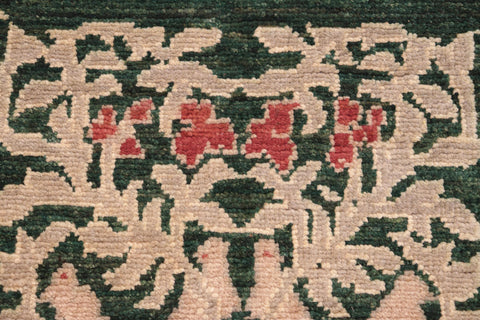 handmade Modern Kafkaz Green Tan Hand Knotted RECTANGLE 100% WOOL area rug 6' x 9'