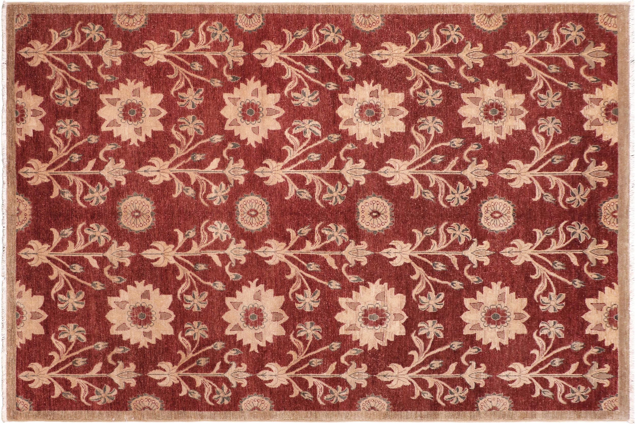 handmade Modern Kafkaz Rust Brown Hand Knotted RECTANGLE 100% WOOL area rug 6' x 9'
