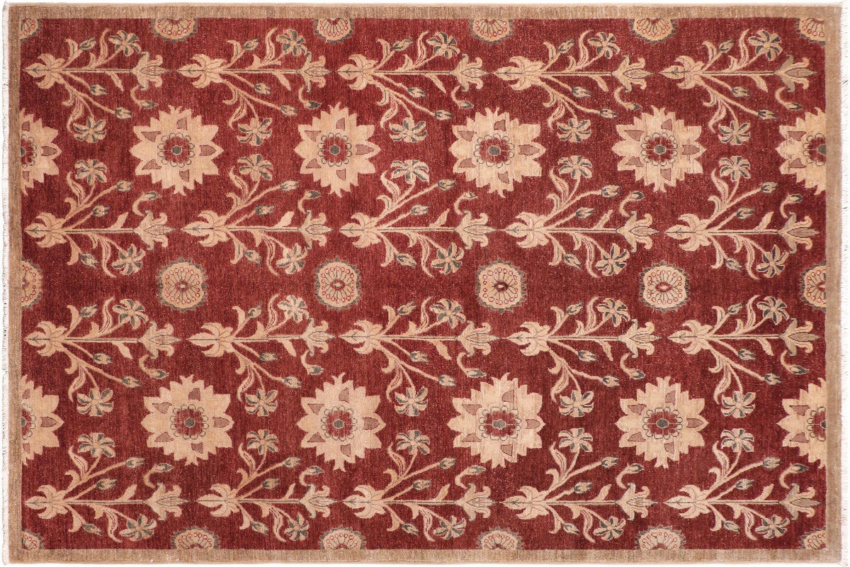 handmade Modern Kafkaz Rust Brown Hand Knotted RECTANGLE 100% WOOL area rug 6' x 9'