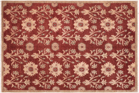 handmade Modern Kafkaz Rust Brown Hand Knotted RECTANGLE 100% WOOL area rug 6' x 9'