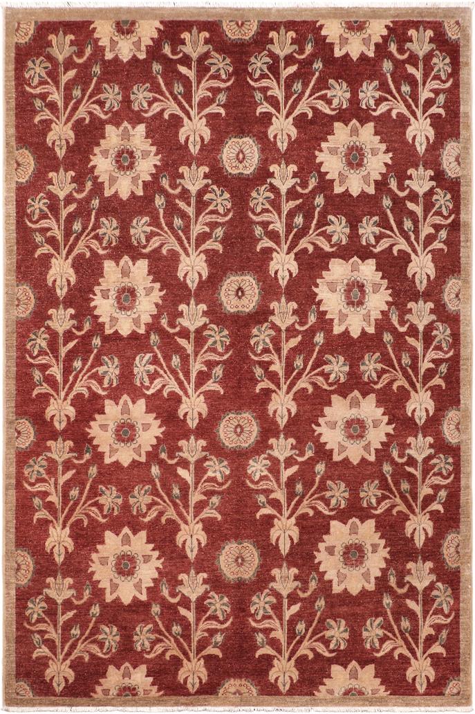 handmade Transitional Kafkaz Rust Brown Hand Knotted RECTANGLE 100% WOOL area rug 6X9