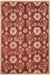 handmade Transitional Kafkaz Rust Brown Hand Knotted RECTANGLE 100% WOOL area rug 6X9