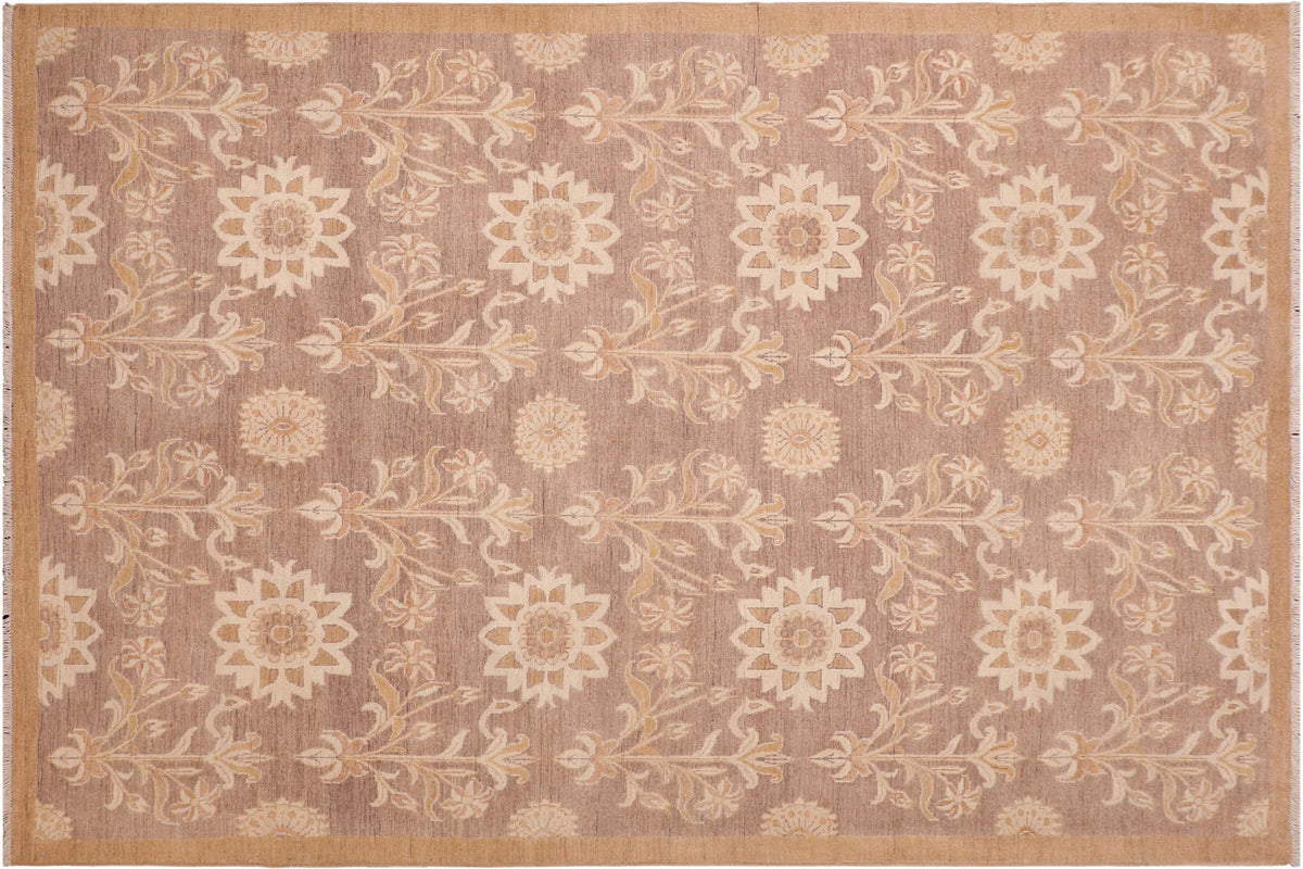 handmade Modern Kafkaz Brown Gold Hand Knotted RECTANGLE 100% WOOL area rug 6' x 9'