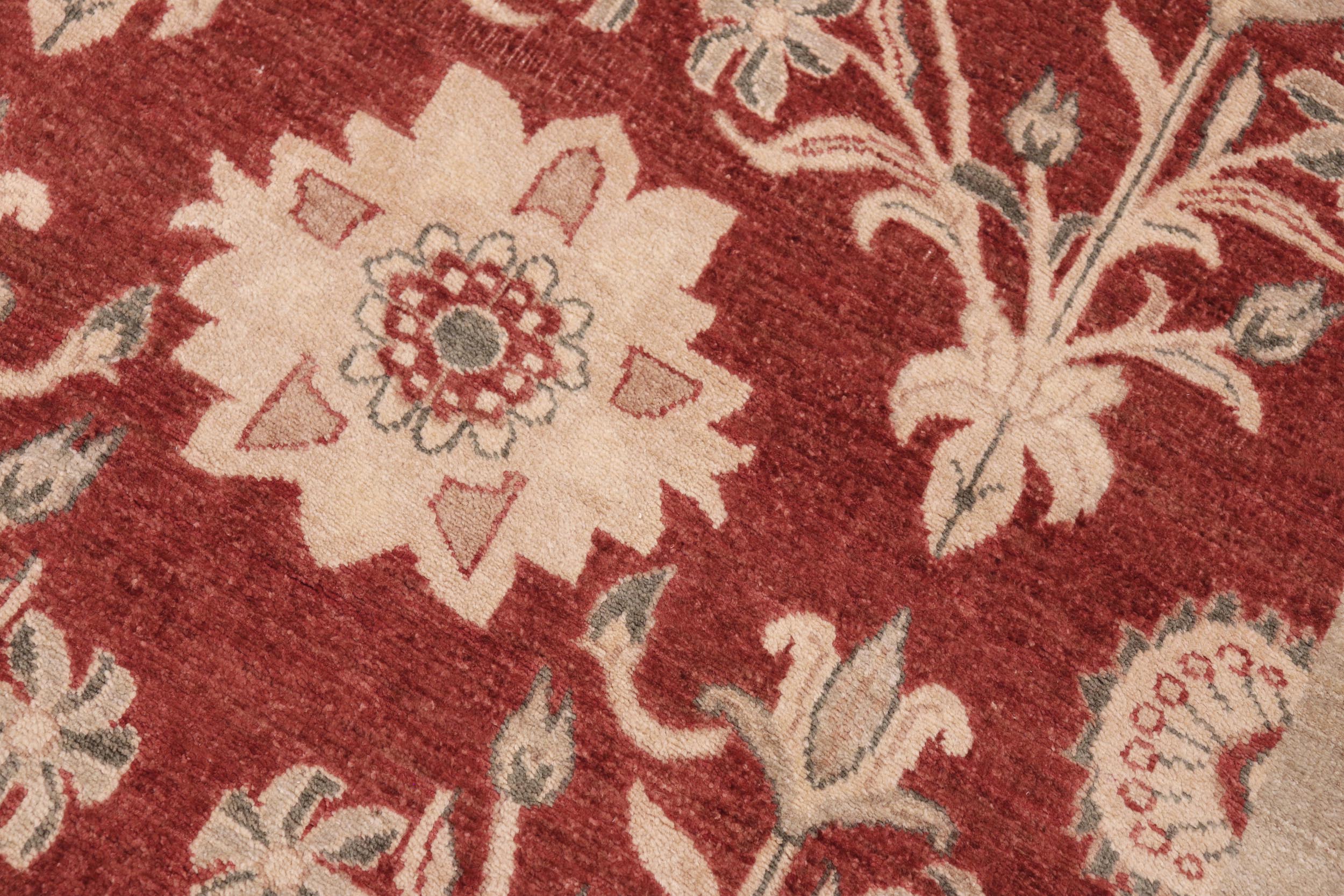handmade Modern Kafkaz Rust Tan Hand Knotted RECTANGLE 100% WOOL area rug 6' x 9'