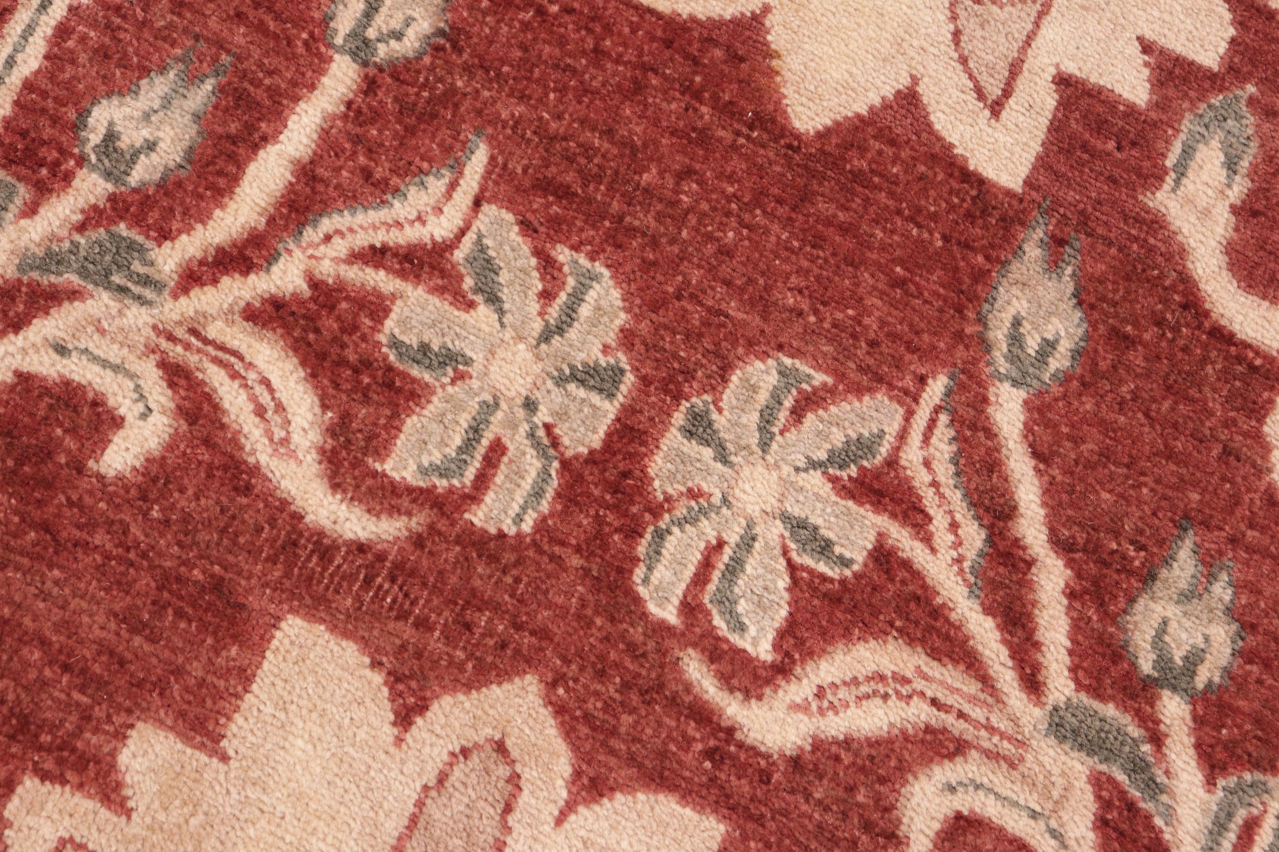 handmade Modern Kafkaz Rust Tan Hand Knotted RECTANGLE 100% WOOL area rug 6' x 9'