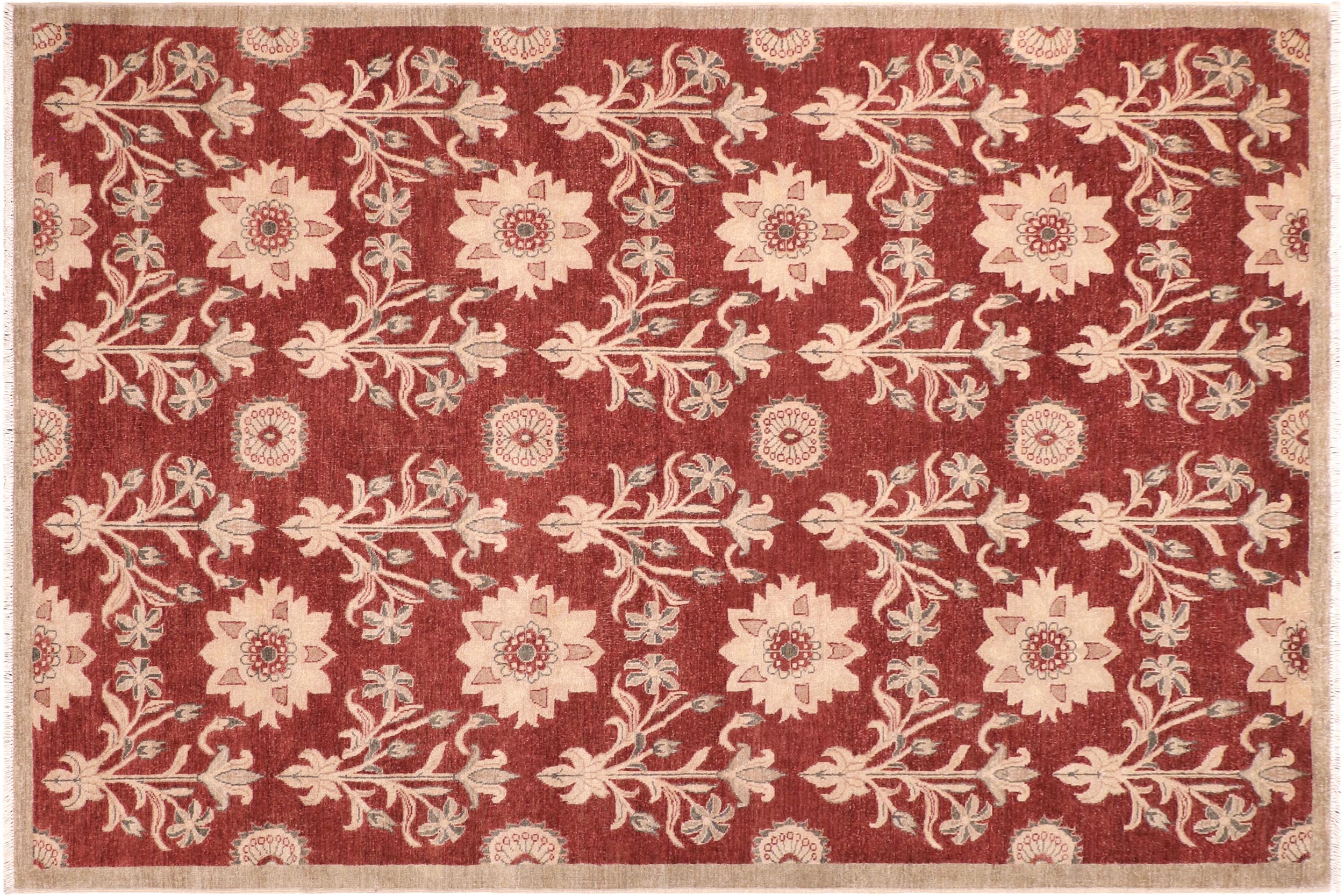 handmade Modern Kafkaz Rust Tan Hand Knotted RECTANGLE 100% WOOL area rug 6' x 9'