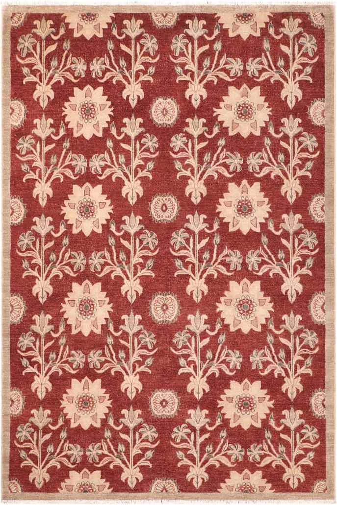handmade Transitional Kafkaz Rust Tan Hand Knotted RECTANGLE 100% WOOL area rug 6X9