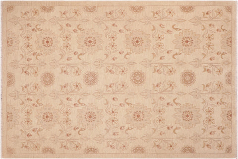 handmade Modern Kafkaz Beige Gold Hand Knotted RECTANGLE 100% WOOL area rug 6' x 9'