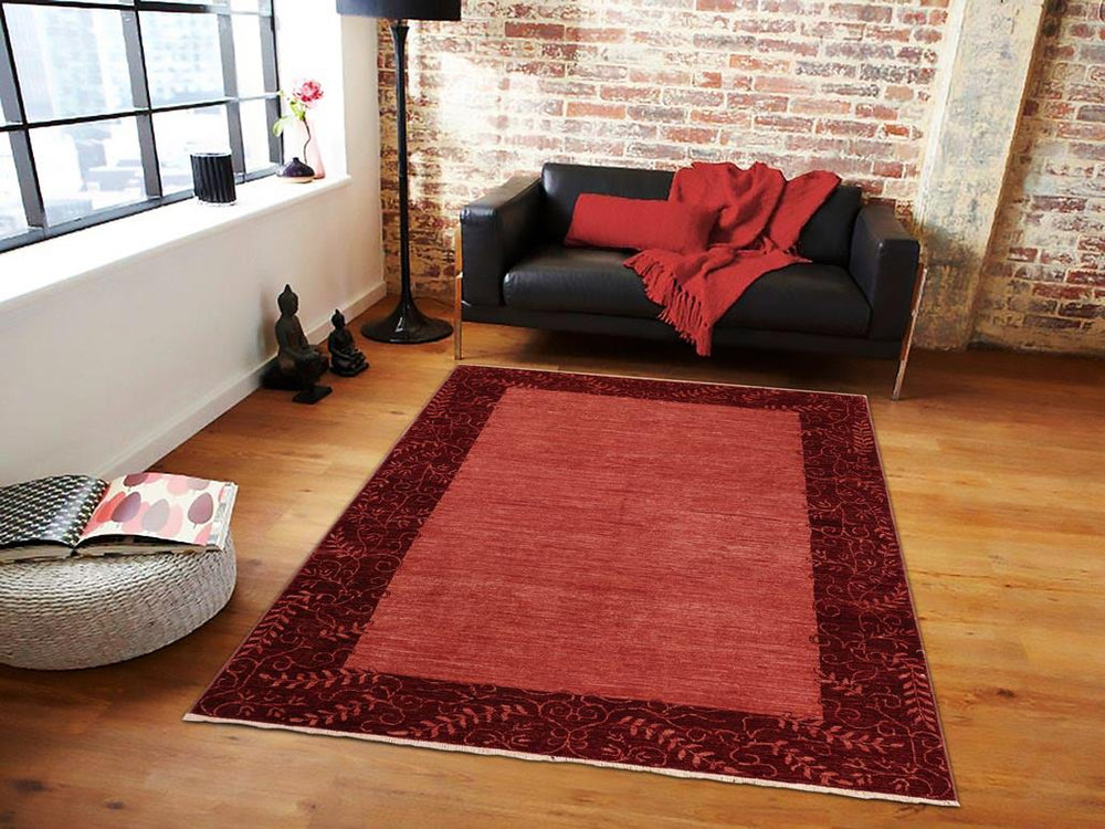 handmade Modern Kafkaz Red Red Hand Knotted RECTANGLE 100% WOOL area rug 6X8