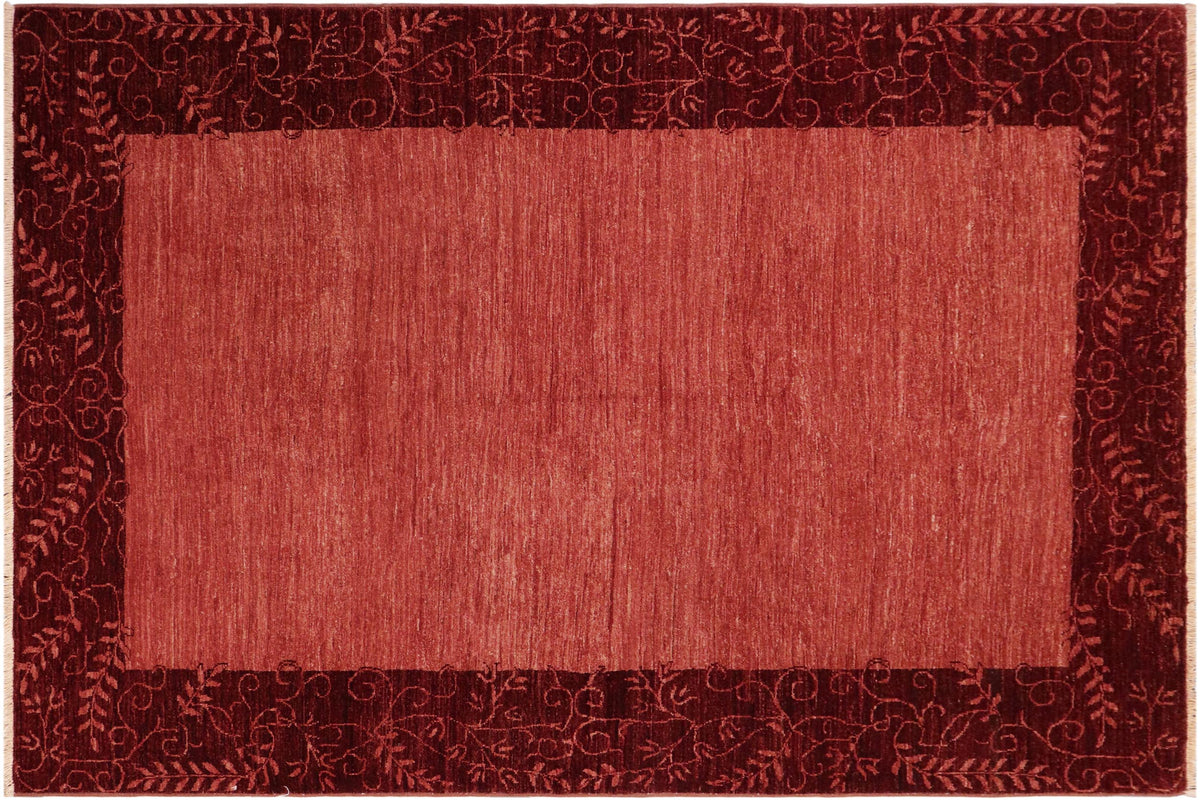 handmade Modern Kafkaz Red Red Hand Knotted RECTANGLE 100% WOOL area rug 6' x 8'