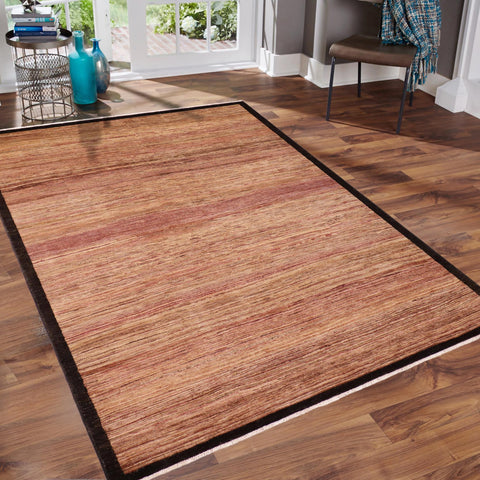 handmade Modern Gabbeh Beige Black Hand Knotted RECTANGLE 100% WOOL area rug 6' x 9'