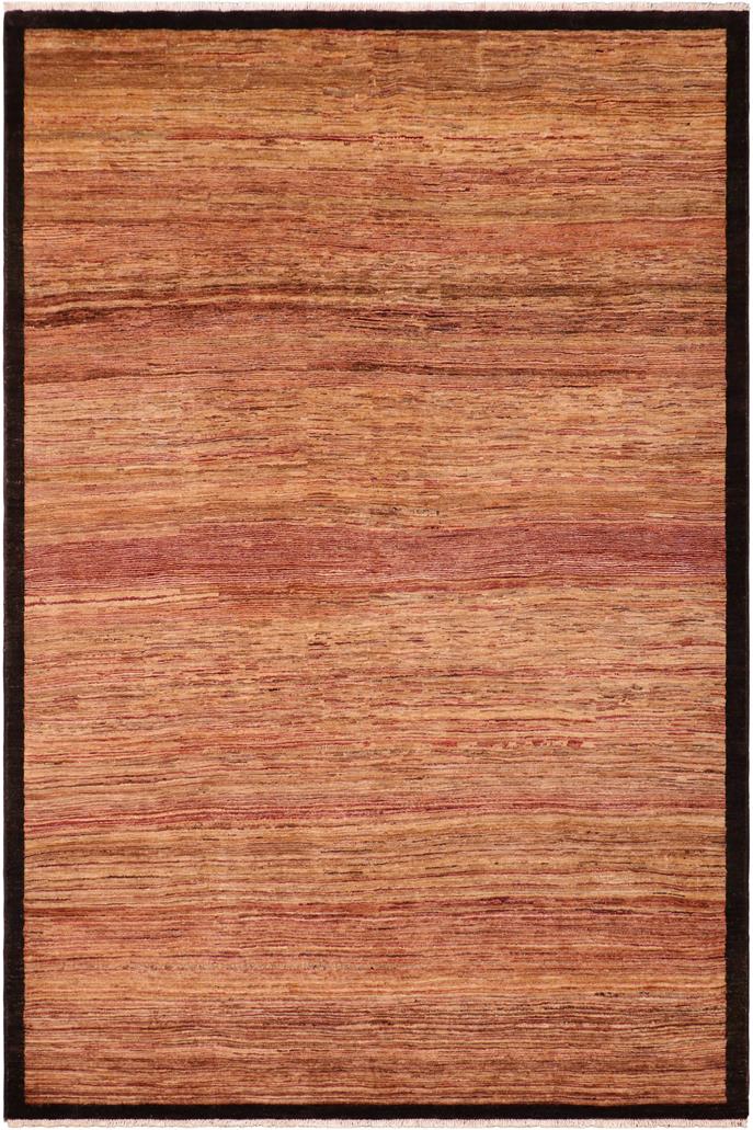 handmade Modern Gabbeh Beige Black Hand Knotted RECTANGLE 100% WOOL area rug 6 X9 