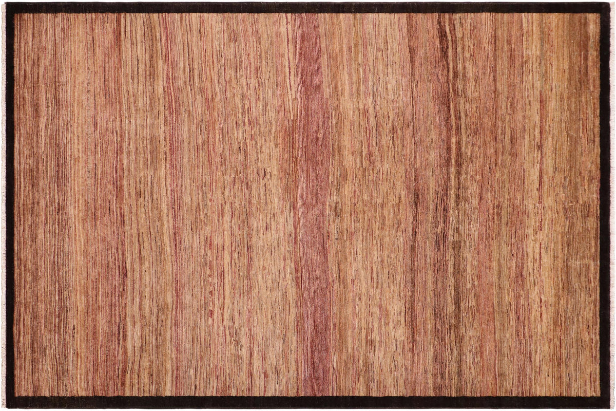 handmade Modern Gabbeh Beige Black Hand Knotted RECTANGLE 100% WOOL area rug 6' x 9'