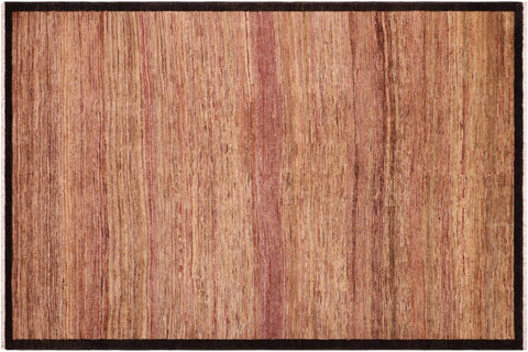 handmade Modern Gabbeh Beige Black Hand Knotted RECTANGLE 100% WOOL area rug 6' x 9'