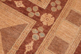 handmade Transitional Kafkaz Brown Tan Hand Knotted RECTANGLE 100% WOOL area rug 6 x 9