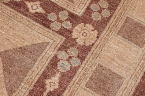 handmade Modern Kafkaz Brown Tan Hand Knotted RECTANGLE 100% WOOL area rug 6' x 9'