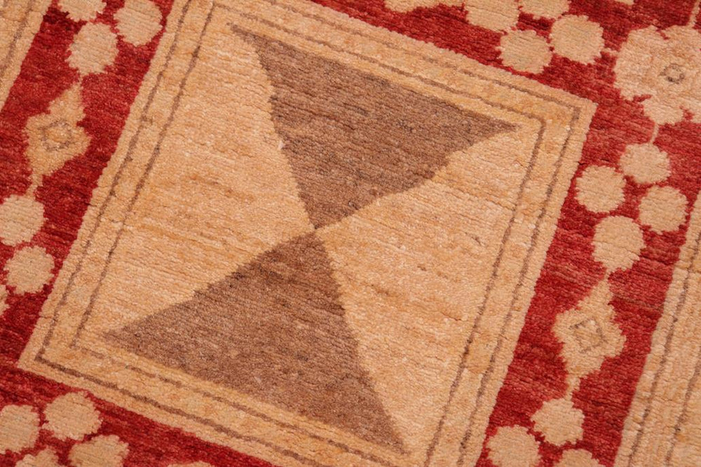 handmade Transitional Kafkaz Red Tan Hand Knotted RECTANGLE 100% WOOL area rug 6 x 9