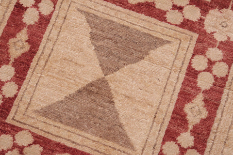 handmade Modern Kafkaz Red Tan Hand Knotted RECTANGLE 100% WOOL area rug 6' x 9'