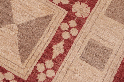 handmade Modern Kafkaz Red Tan Hand Knotted RECTANGLE 100% WOOL area rug 6' x 9'