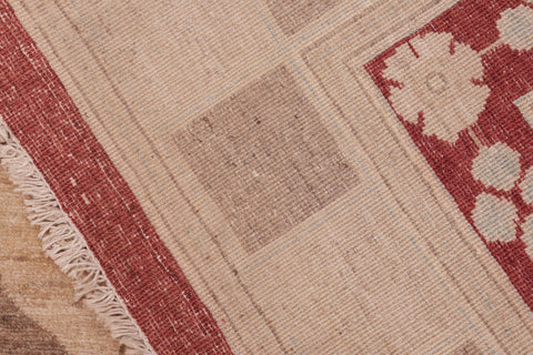 handmade Modern Kafkaz Red Tan Hand Knotted RECTANGLE 100% WOOL area rug 6' x 9'