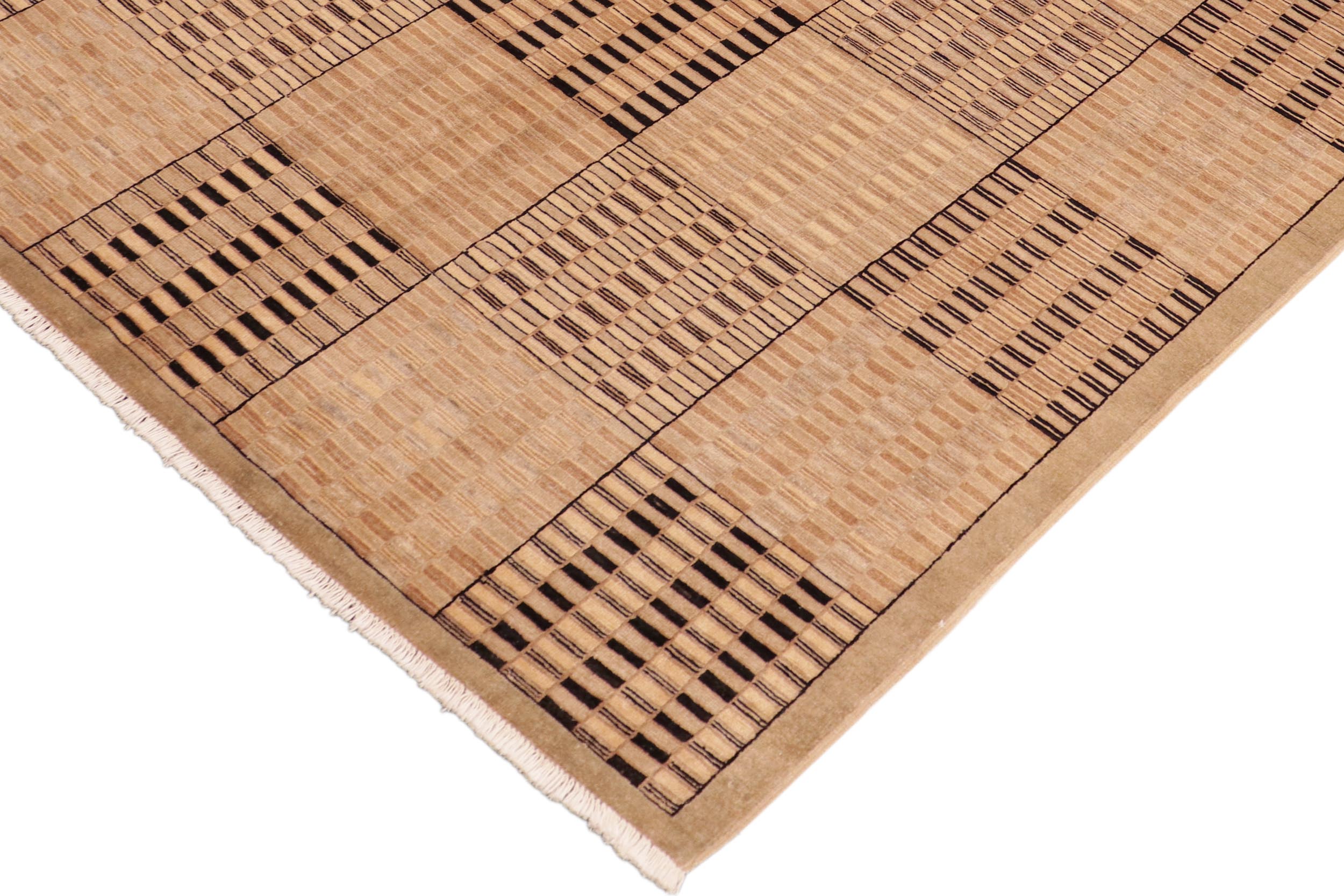 handmade Modern Kafkaz Tan Brown Hand Knotted RECTANGLE 100% WOOL area rug 6' x 9'