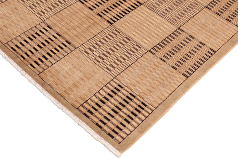 handmade Modern Kafkaz Tan Brown Hand Knotted RECTANGLE 100% WOOL area rug 6' x 9'