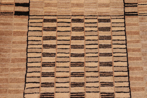 handmade Modern Kafkaz Tan Brown Hand Knotted RECTANGLE 100% WOOL area rug 6' x 9'