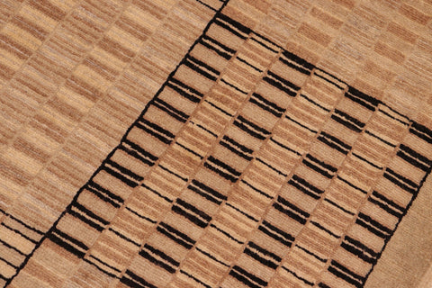 handmade Modern Kafkaz Tan Brown Hand Knotted RECTANGLE 100% WOOL area rug 6' x 9'