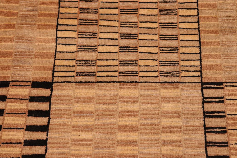 handmade Modern Kafkaz Tan Brown Hand Knotted RECTANGLE 100% WOOL area rug 6 X9 