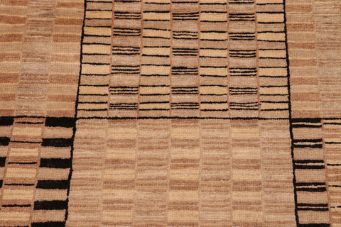 handmade Modern Kafkaz Tan Brown Hand Knotted RECTANGLE 100% WOOL area rug 6' x 9'