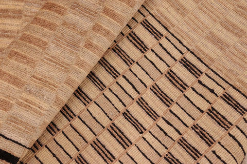handmade Modern Kafkaz Tan Brown Hand Knotted RECTANGLE 100% WOOL area rug 6' x 9'