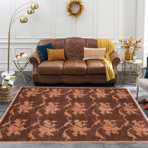 handmade Transitional Kafkaz Brown Tan Hand Knotted RECTANGLE 100% WOOL area rug 6X9