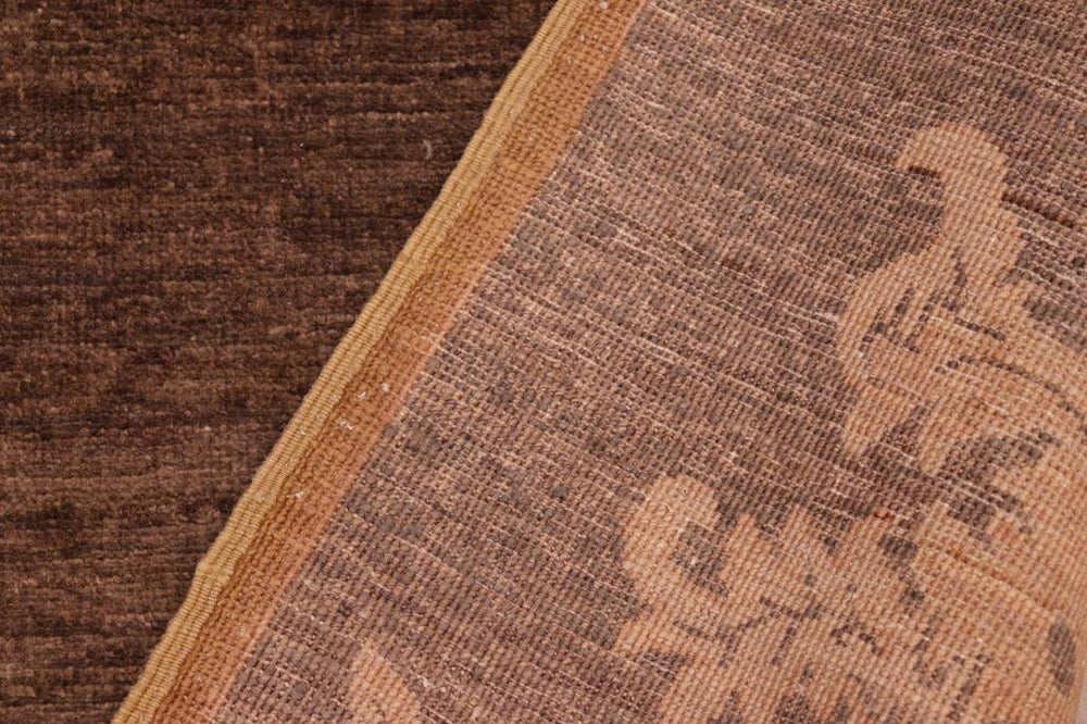 handmade Transitional Kafkaz Brown Tan Hand Knotted RECTANGLE 100% WOOL area rug 6X9