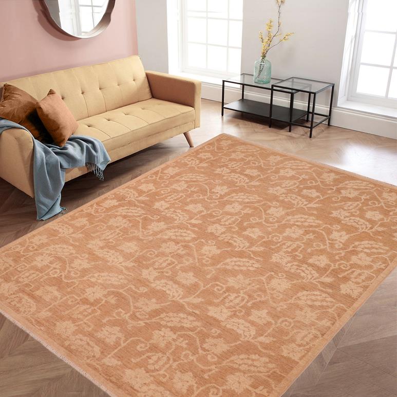 handmade Transitional Kafkaz Brown Tan Hand Knotted RECTANGLE 100% WOOL area rug 6 x 9