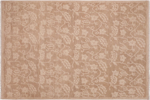 handmade Modern Kafkaz Brown Tan Hand Knotted RECTANGLE 100% WOOL area rug 6' x 9'