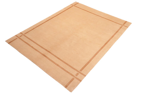 handmade Modern Art Deco Tan Brown Hand Knotted RECTANGLE 100% WOOL area rug 6x9
