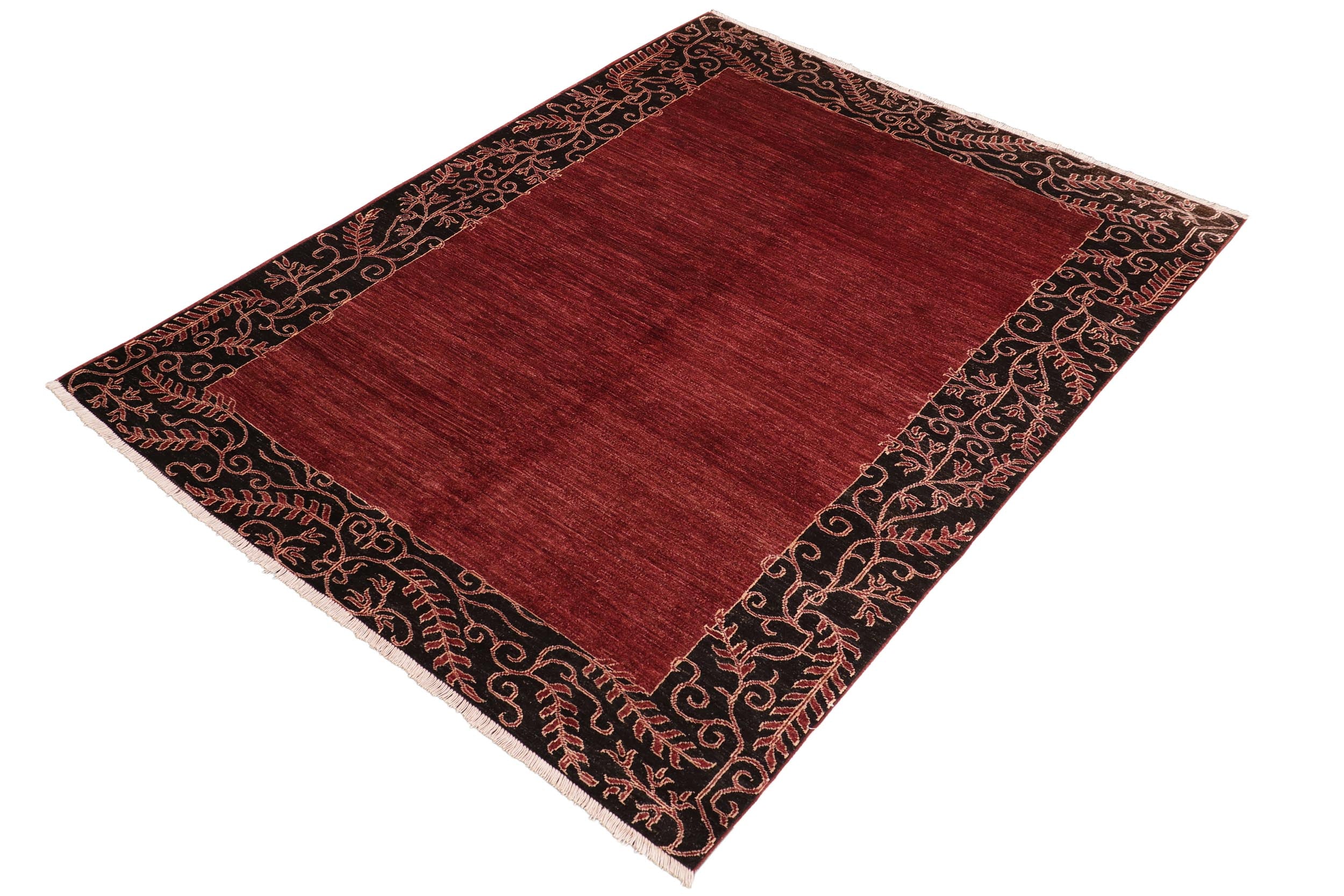 handmade Modern Kafkaz Red Black Hand Knotted RECTANGLE 100% WOOL area rug 6' x 10'