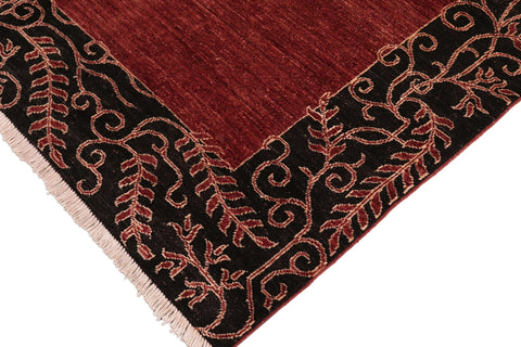 handmade Modern Kafkaz Red Black Hand Knotted RECTANGLE 100% WOOL area rug 6' x 10'