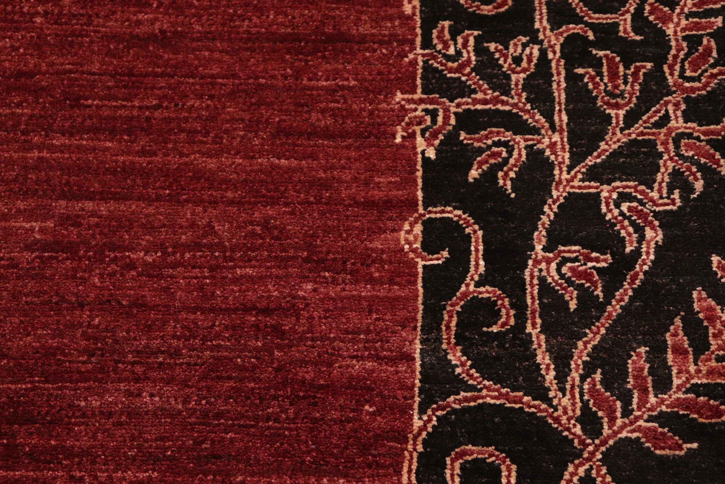 handmade Modern Kafkaz Red Black Hand Knotted RECTANGLE 100% WOOL area rug 6' x 10'