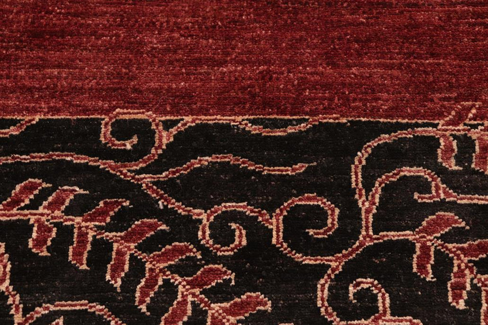 handmade Modern Kafkaz Red Black Hand Knotted RECTANGLE 100% WOOL area rug 6X10