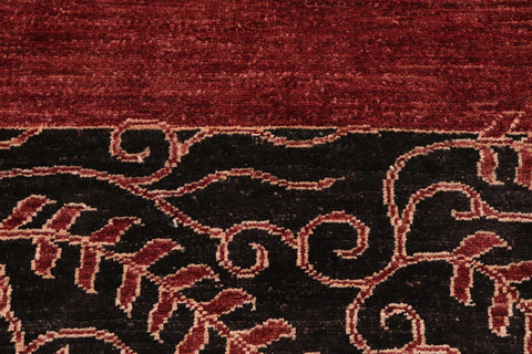 handmade Modern Kafkaz Red Black Hand Knotted RECTANGLE 100% WOOL area rug 6' x 10'