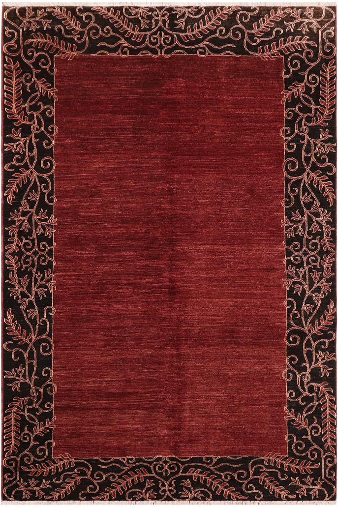 handmade Modern Kafkaz Red Black Hand Knotted RECTANGLE 100% WOOL area rug 6X10