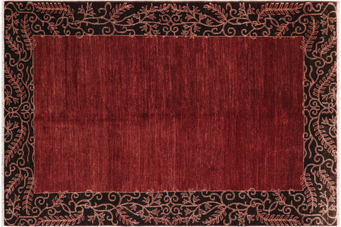 handmade Modern Kafkaz Red Black Hand Knotted RECTANGLE 100% WOOL area rug 6' x 10'