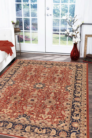 handmade Transitional Kafkaz Rust Drk. Blue Hand Knotted RECTANGLE 100% WOOL area rug 10' x 14'