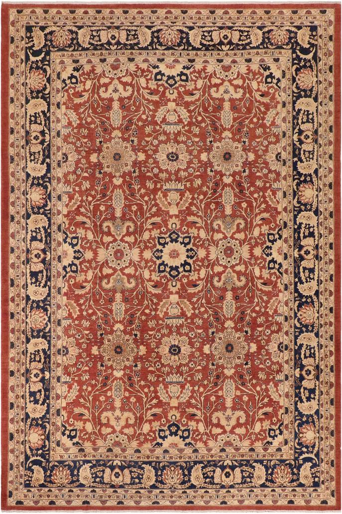 handmade Traditional Kafkaz Rust Drk. Blue Hand Knotted RECTANGLE 100% WOOL area rug 10X14