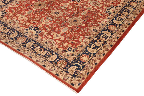 handmade Traditional Kafkaz Rust Drk. Blue Hand Knotted RECTANGLE 100% WOOL area rug 10X14