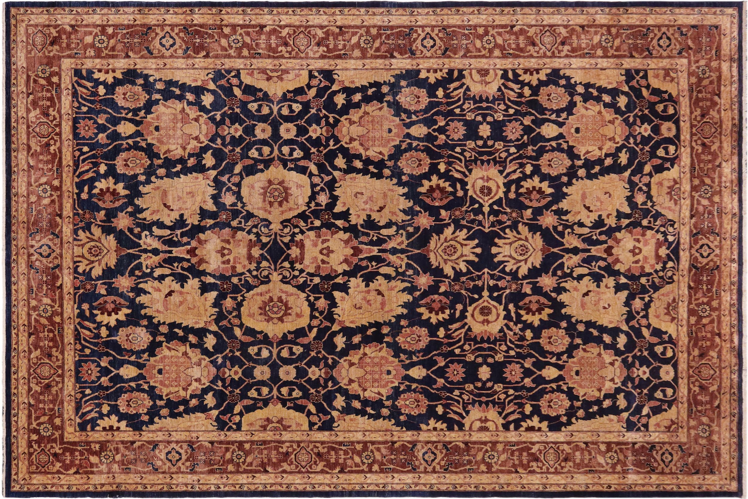 handmade Traditional Kafkaz Blue Lt. Brown Hand Knotted RECTANGLE 100% WOOL area rug 10x14
