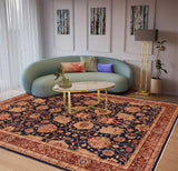 handmade Traditional Kafkaz Blue Lt. Brown Hand Knotted RECTANGLE 100% WOOL area rug 10 x 14